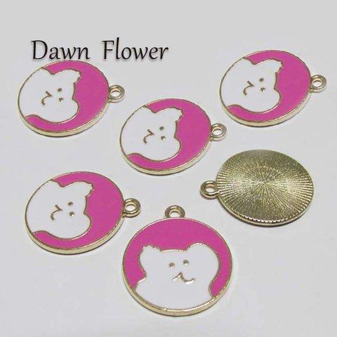 【D-1116】9pcs　ゆるいクマ　23×20mm　ローズピンク　チャーム　ハンドメイドパーツ