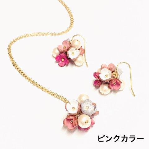 【Sale 価格￥4,950→￥3,500】小花ピアス＆ネックレス　キットセット