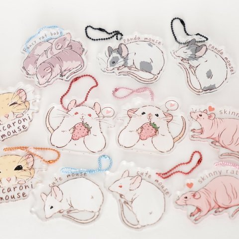 11 types of mouse acrylic keychains