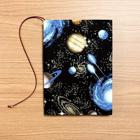    《 四六判》ブックカバー  ハンドメイド 宇宙 ゴールド