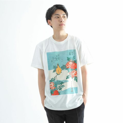 葛飾北斎 「黄鳥・長春」 半袖Tシャツ