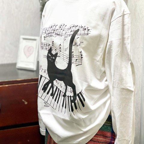 白い大きめLサイズロングTシャツ（エチュード）