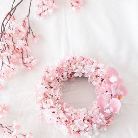桜とファレノの春ピンクリース　★ラッピング無料★