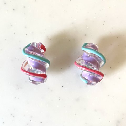 【C】Clear Tri-Color Twisted Beads