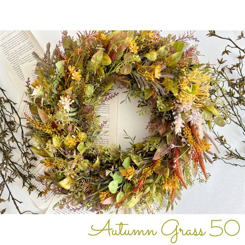 送料込＊Autumn Grass Wreath 50