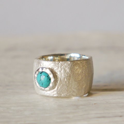 再販★simple wide pinky ring（sv＊turquoise）★シンプル★ワイド★シルバー★ピンキー★誕生石