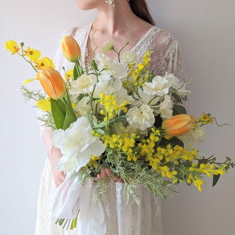 bouquet no.4 ミモザ チューリップ ユーカリ スイトピー