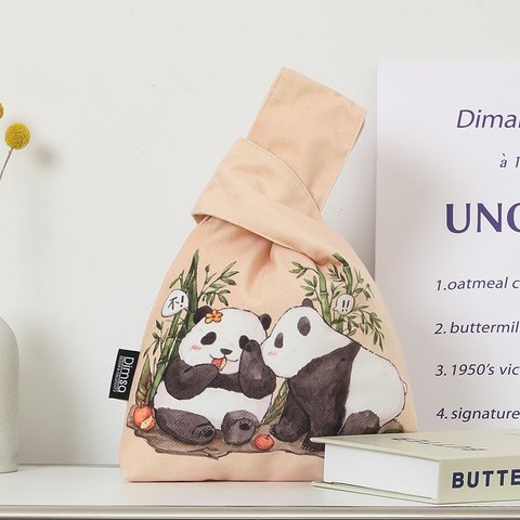 Panda パンダ トートバッグ 花花 和花 ハンドバッグ パンダ柄 エコバッグ 肩掛けバッグ 学生手袋 かわいい 中国のパンダ