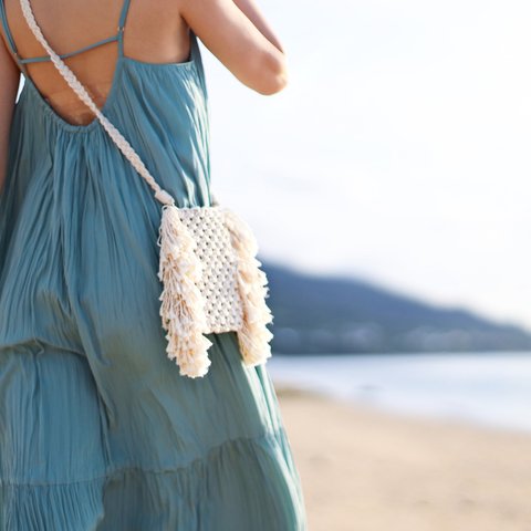 Macrame Side Fringe shoulder Bag