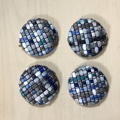 KNIT WOOL BLUE MIX CABOCHONS