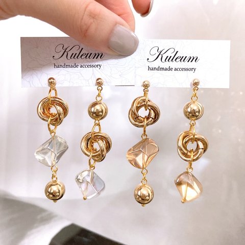 NEW!! ♦︎送料無料♦︎ 2color˚✧₊⁎ gold ball ring glass beads pierce