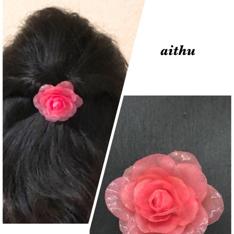 薔薇のヘアフック    ピンク