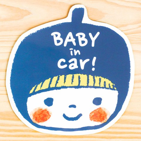 BABY IN CAR マグネットステッカー(ブルー）