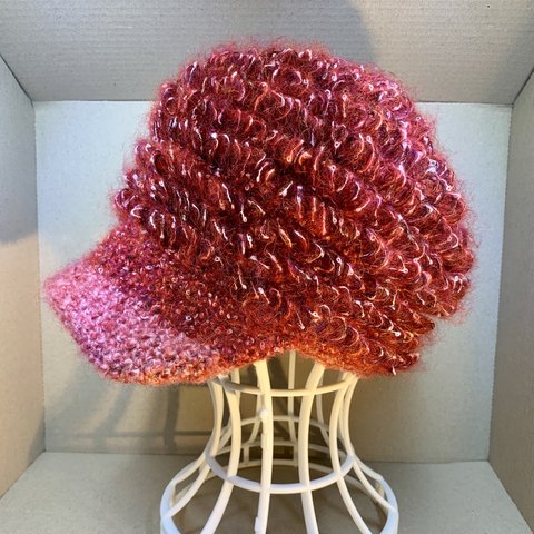 Knit casquette🧶ニットキャスケットRed mohair🍎