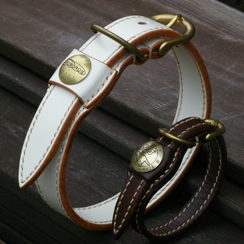 ウロボロスの首輪（XLサイズ）・迷子札が取付可能な革の首輪