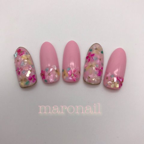 シェルフラワーネイルチップ💅