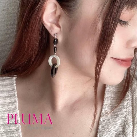 2連バッファローホーンピアス 水牛 角 人気 流行 金属アレルギー女性 選べる  pluma_a_305 