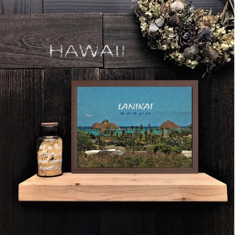 【送料無料】南国の風景☆HAWAII No.3                                フレーム付   A4サイズ