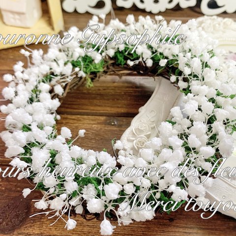 〜couronne Gypsophile〜永遠の幸せ*ೃ✩⃛⋆かすみ草のリース/ホワイトリース