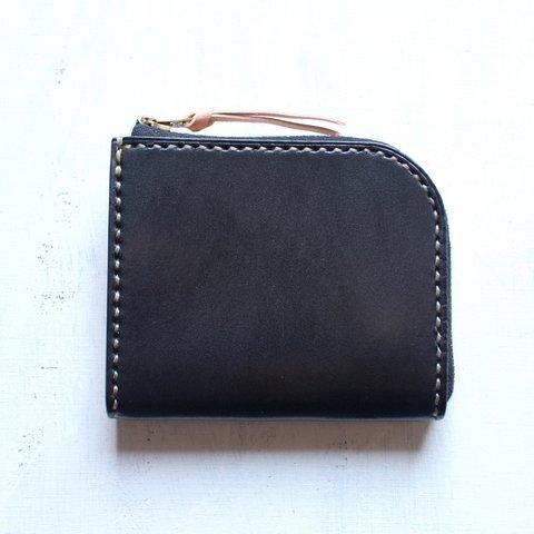 【受注生産品】L字ファスナー小さい財布 ～栃木ブラックサドル×栃木ヌメ～