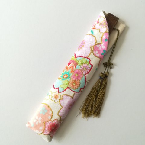 扇子袋◆和柄＜ちりめん風　桜×毬×伝統模様＞▶▶扇子ケース