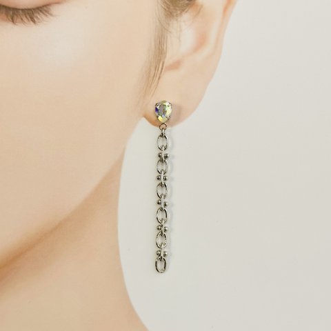 Swarovski 虹のしずくチェーンピアス