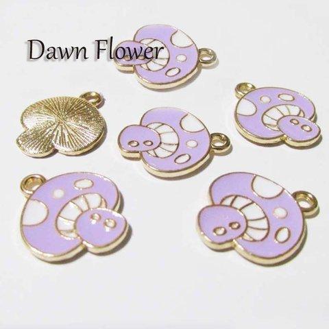 【D-0921】9pcs　きのこ　18×15mm　パープル　チャーム　ハンドメイドパーツ