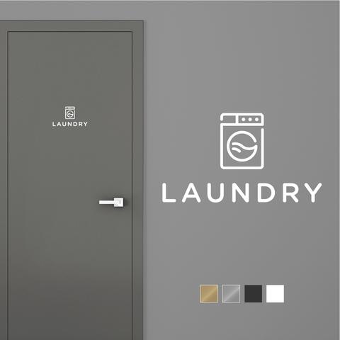 【賃貸OK】LAUNDRY ドア サインステッカー アイコン │ランドリールーム用 選べる4色展開