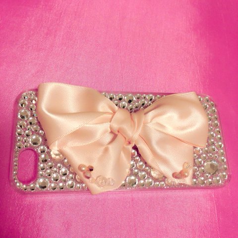 peach pink♡big bijour ribbon♡iPhone5case