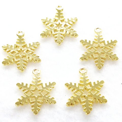 【送料無料】4個入り 雪の結晶チャーム"snow crystal" K16GP 最高級鍍金 star snowflake
