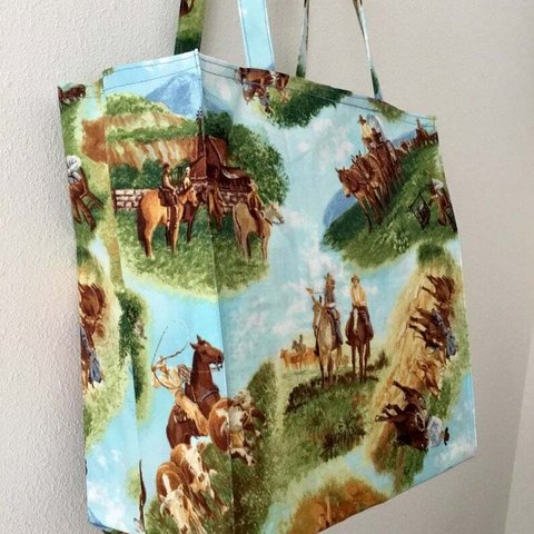 カウボーイライフタイト・アンド・タイディ・トートバッグ; Wild West Cowboy Life Tight ‘n’ Tidy Tote Bag、エコバッグ、eco bag