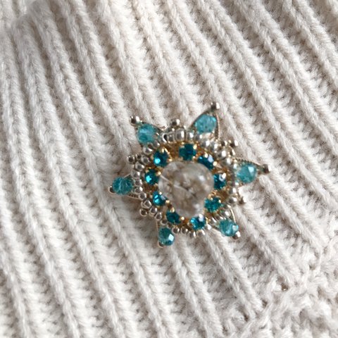 flower  brooch(aquablue×silver)