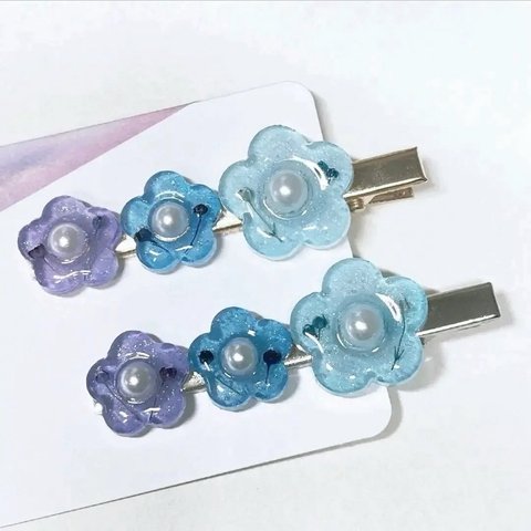 フラワー/花 ドライフラワー/かすみ草 レジン ヘアクリップ