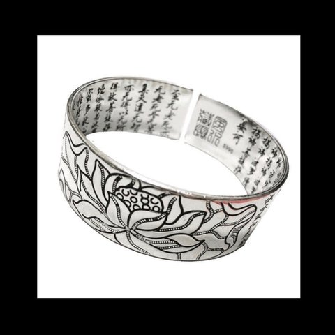 再販 silver990【JAPAN sinkyou ﻿BANGLE 】シルバー silver925 バングル  ブレス  ユニセックス 心経 和風 メンズ お経 病みかわいい ダーク 蓮