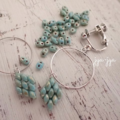 【新作】foop earrings ＊ turquoise diamond shape