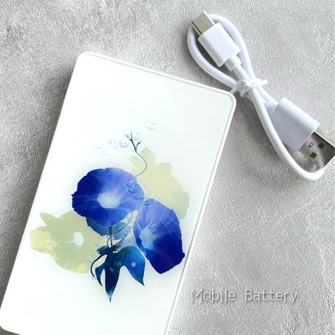 -朝顔- 花と草木の強化ガラスモバイルバッテリー/充電器