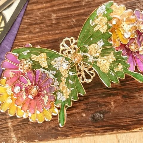 霜月菊と蝶のバレッタ（Hair ornaments butterfly〜Chrysanthemum in late autumn〜）