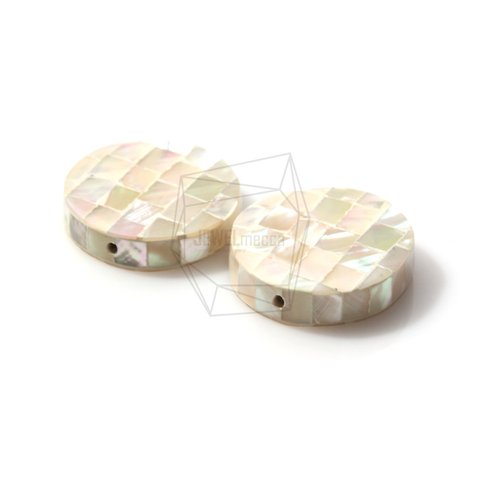 PEA-017-G【2個入り】モザイクラウンド螺鈿ビーズ, Mother of Pearl Mosaic round