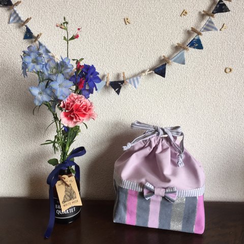 ラメ シンデレラのお弁当袋/lunch bag/入園入学/保育園/幼稚園/小学校/通園/通学/女の子