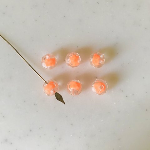 Vintage Clear Orange Faceted 8mm Beads