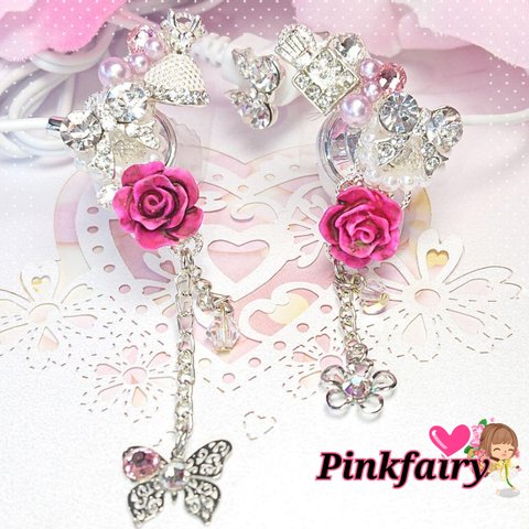 ❤️Pink fairy☆*゜姫デコ♡﻿イヤホン❤️