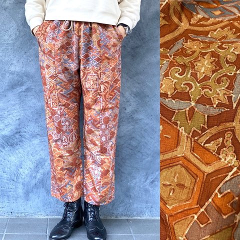 【SALE】着物リメイクパンツ - kimono elastic waist pants