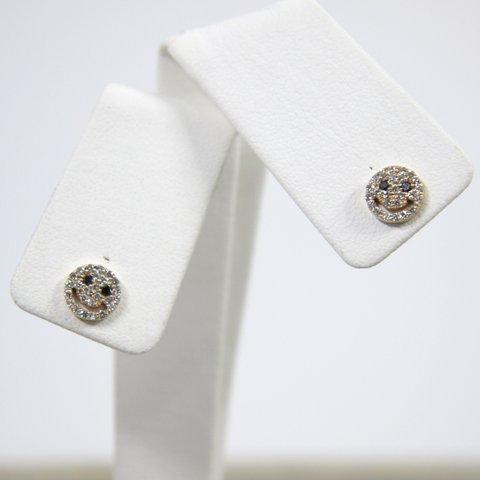 可愛いスマイルデザインのダイヤモンドピアス☆ K10ダイヤ ピアス 0.15/0.15ct イエローゴールド ニコちゃん