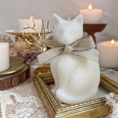 〈猫のキャンドル〉香りを選べるcandle＊ 雑貨　装飾　プレゼント　ギフト　ねこ　誕生日　インテリア　オブジェ　置物　猫の日　お祝い　癒し　アロマ　灯り　バースデー　結婚式　ウェディング　クリスマス