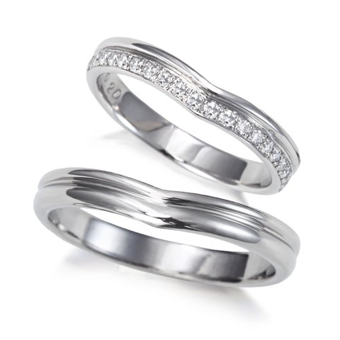 プラチナ マリッジ リング ダイヤモンド ラインが 美しい 結婚指輪 2本ペアでこの価格！サイズ直し 1回 無料 対応付き［M028DL-M028M］