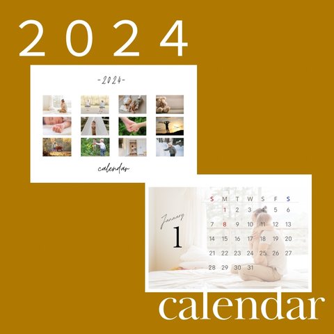 2024年　カレンダー　ハンドメイド　写真　誕生日入り