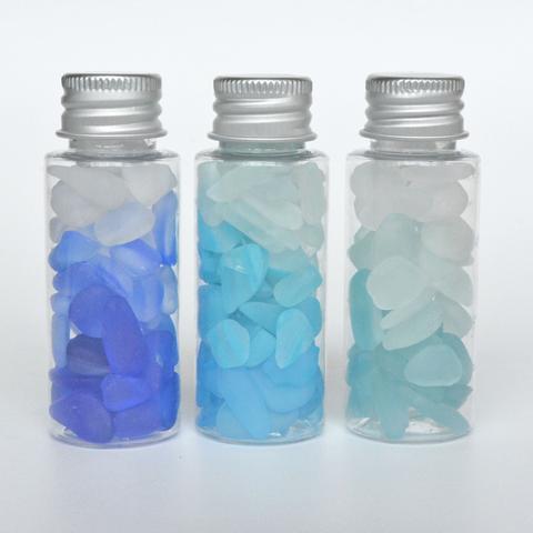 ハーバリウム用ガラスチップ　小粒　3色セット 各50g（ブルー・アクアブルー系）