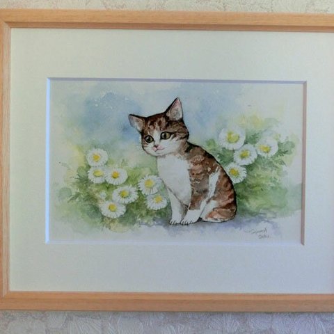 春待ち子猫(水彩原画）