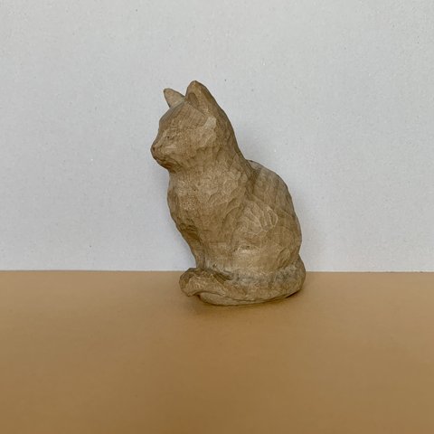 木彫り猫　お好きな毛色にセミオーダー！　★送料無料