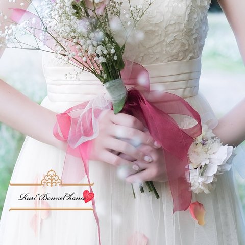 ～くすみカラーの淡めリストレット～　ウェディング 結婚式 ドレス 髪飾り 花飾り 浴衣 振袖 前撮り リストレット  